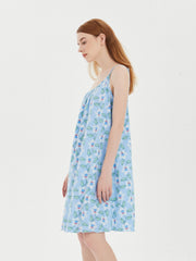 Floral Print Nightdress Crew Neck Sleep Dress Women's Sleepwear