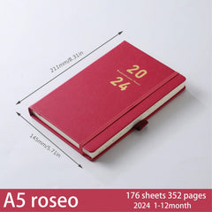A5 Daily Planner Leather Bound Notebook Time Management Calendar