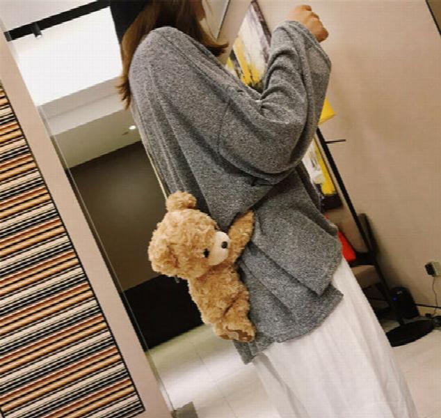 Funny Girls Smile Bear Plush Doll Lolita Handbag