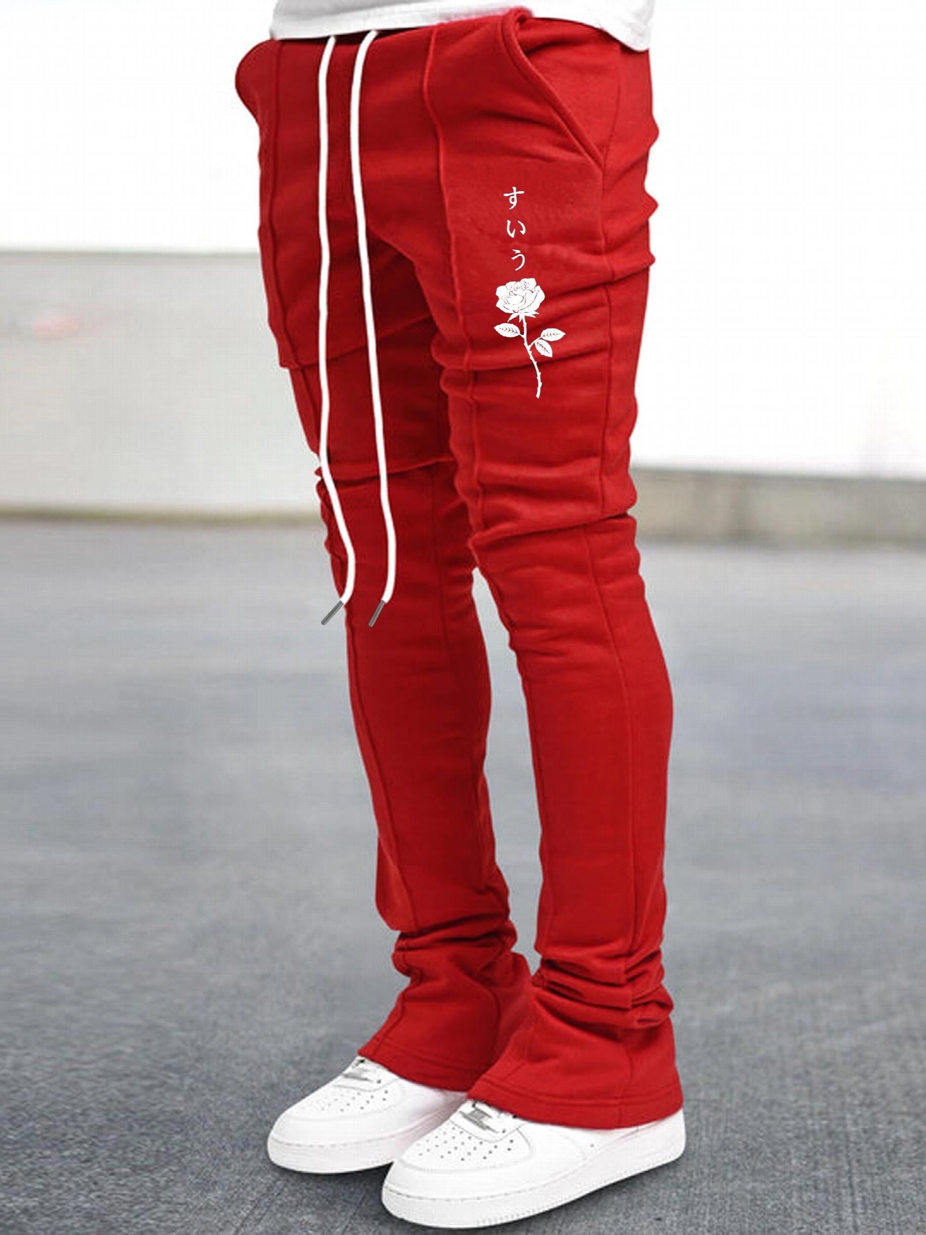 Men's Rose Pattern Hip hop Style Thin Pants For Spring Fall