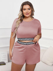 Casual Loungewear Set Solid Letter Tape Crop Top & Shorts