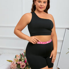 One Shoulder Cut Out Back Sports Bra
