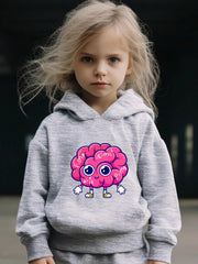 Cartoon Math Brain Pattern 2pcs Breathable Activewear Sets for Girls