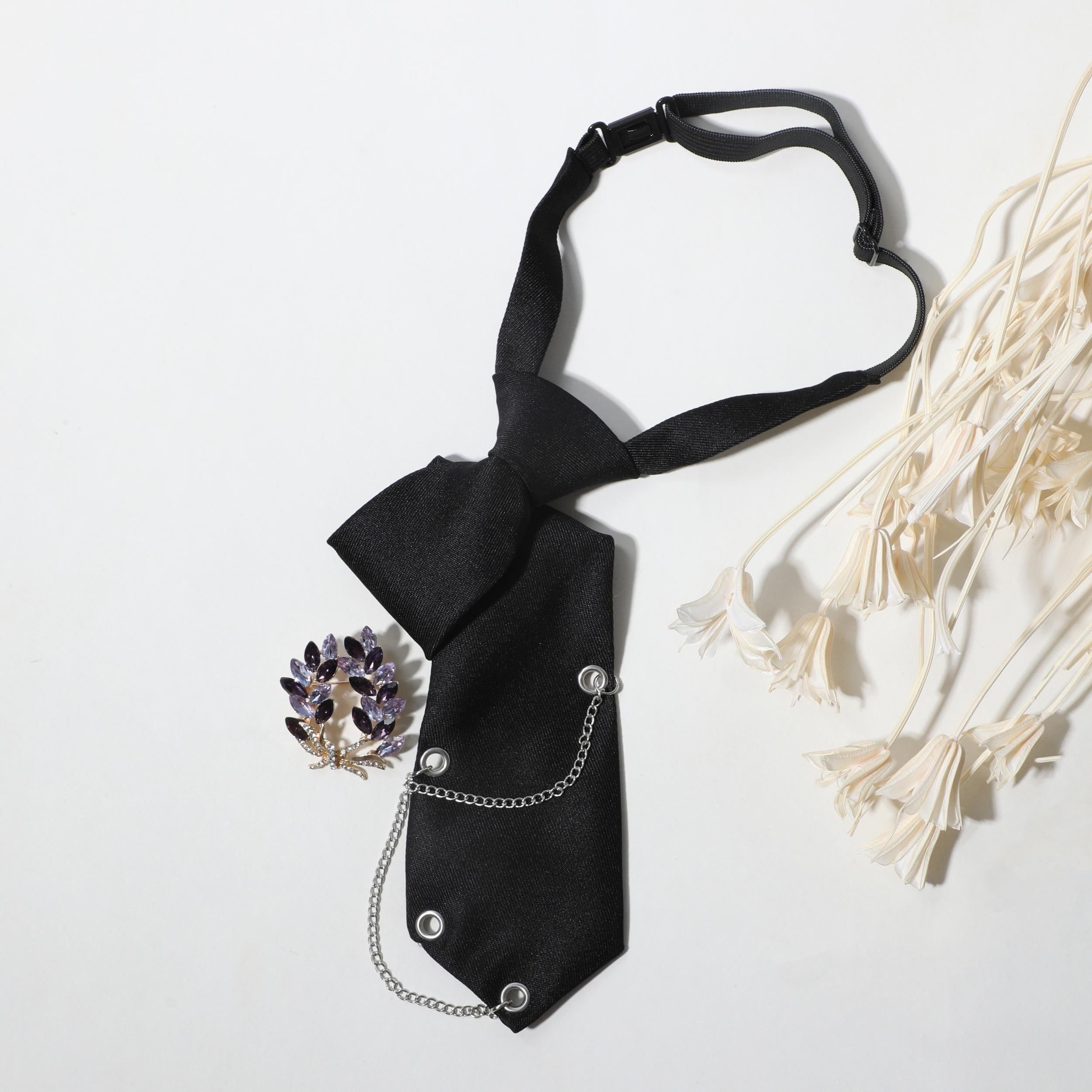Crystal Flower Crown Tie Metal Tassel Necktie Prom Accessories