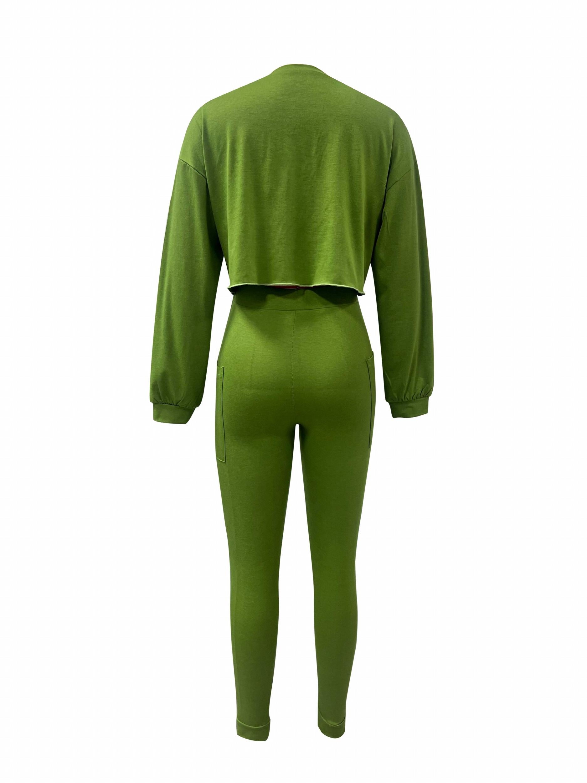 Drop Shoulder Long Sleeve Top & Skinny Leggings Set