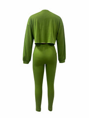 Drop Shoulder Long Sleeve Top & Skinny Leggings Set