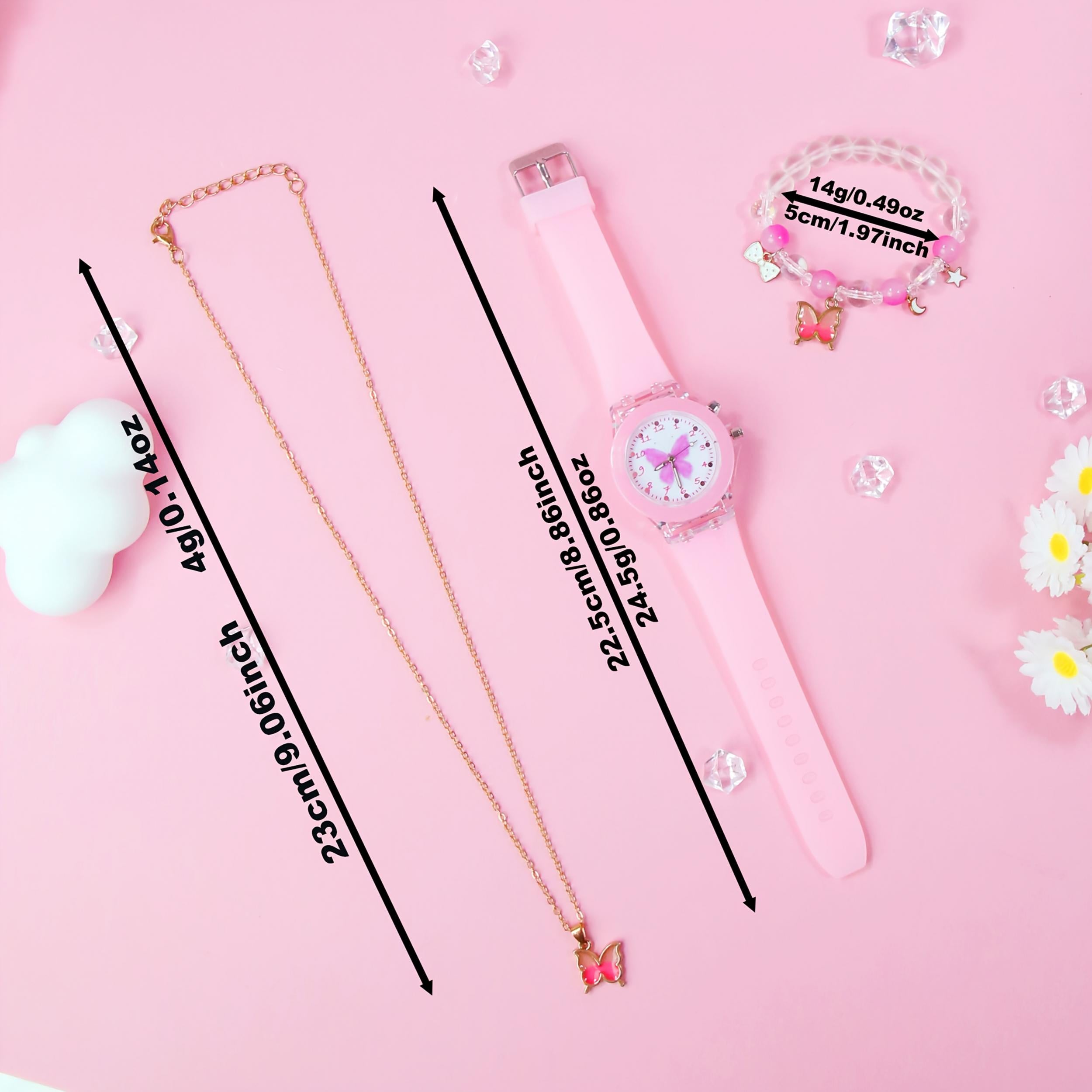 3pcs Girls' Quartz Watch Bracelet Set and Sweet Style from Europe and America