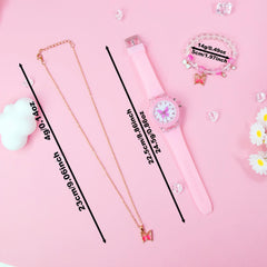3pcs Girls' Quartz Watch Bracelet Set and Sweet Style from Europe and America