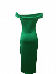 Off Shoulder Slit Maxi Dress Formal Evening Party Solid Sleeveless Dress