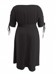 Casual Dress Women's One Shoulder Midi Dress With Belt
