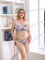 Floral Print Underwire Bra & Mid Waisted Panty Set