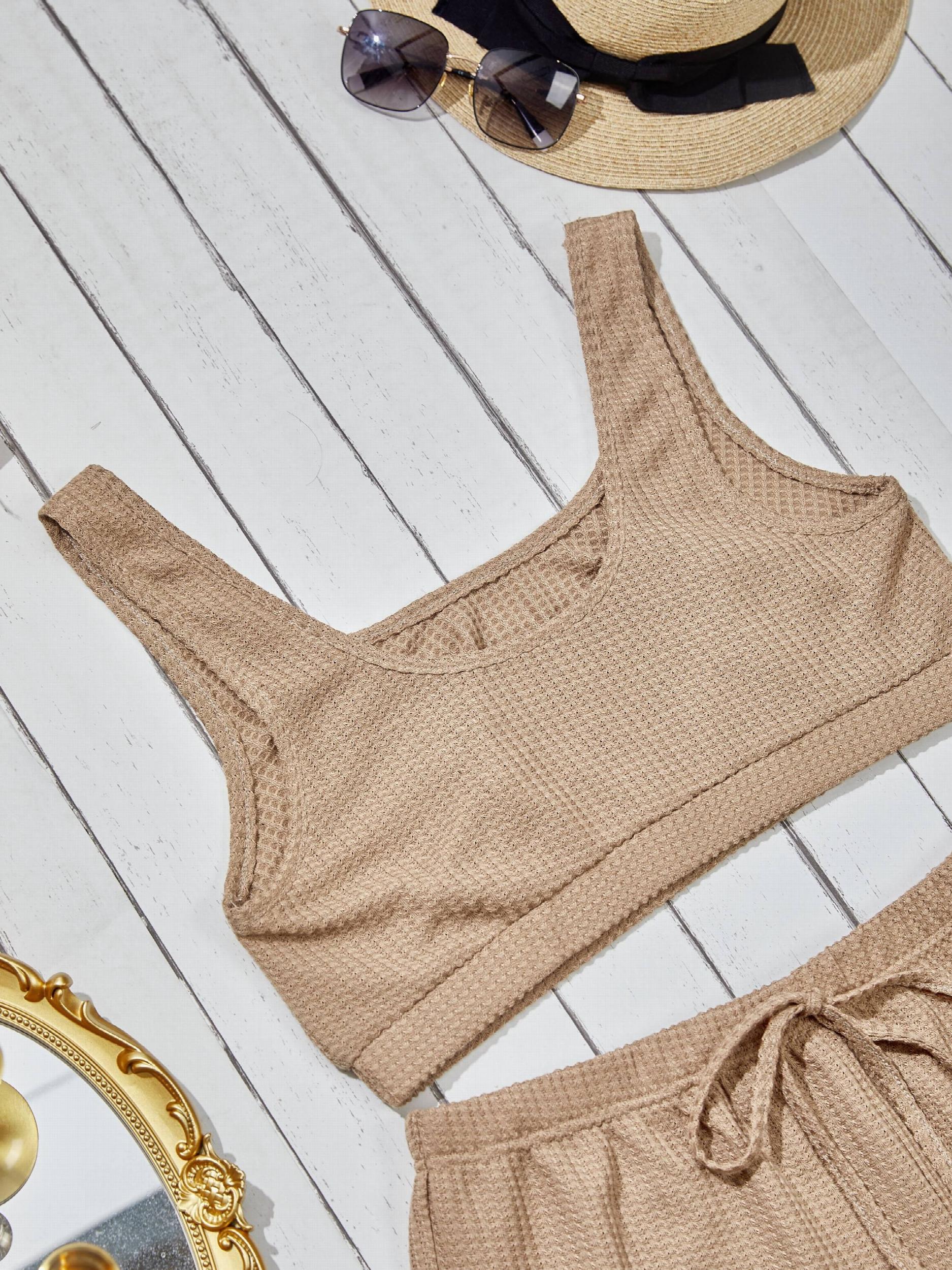 Waffle Sight Crop Tank Top & Drawstring Shorts Set