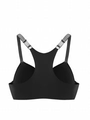 Sports Bra Solid Front Closure Racer Back Padded Bralette