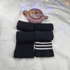 4 Pairs Striped Thigh High Socks Women's Stockings