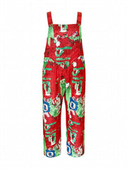 Casual Allover Print Button Detail Square Neck Wide Leg Jumpsuit