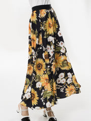 Floral Print High Waist Midi Skirt for Women