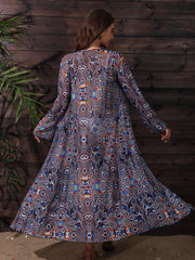 Wavy Ripple Print Long Sleeve Kimono Cover Up
