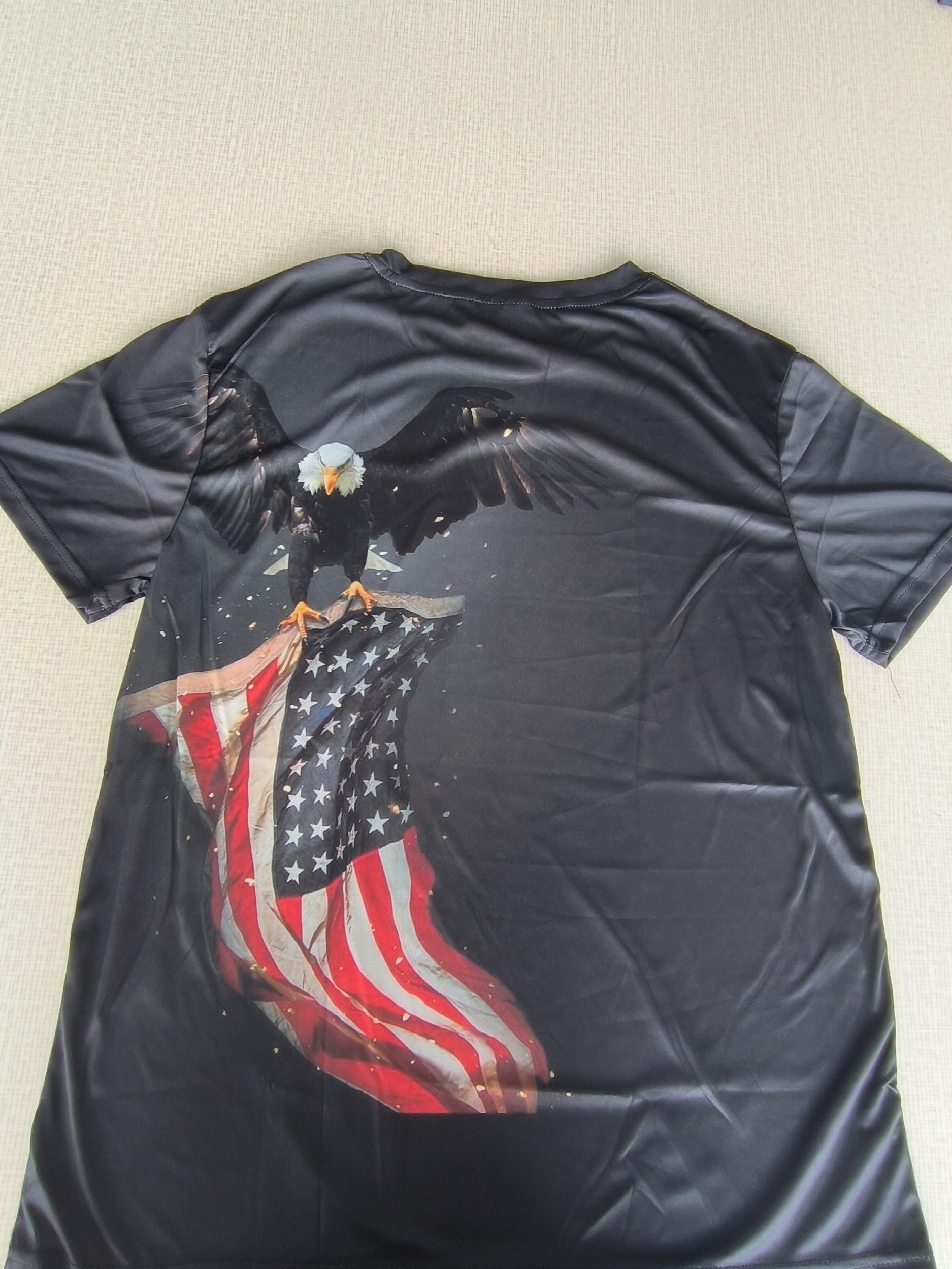 Men's 3D American Flag Eagle T shirt Active Top for Outdoor