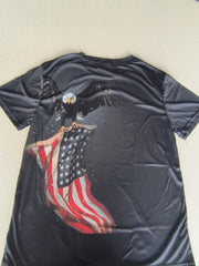 Men's 3D American Flag Eagle T shirt Active Top for Outdoor