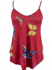 Women's Backless Butterfly Print Cami Top Sleeveless V Neck