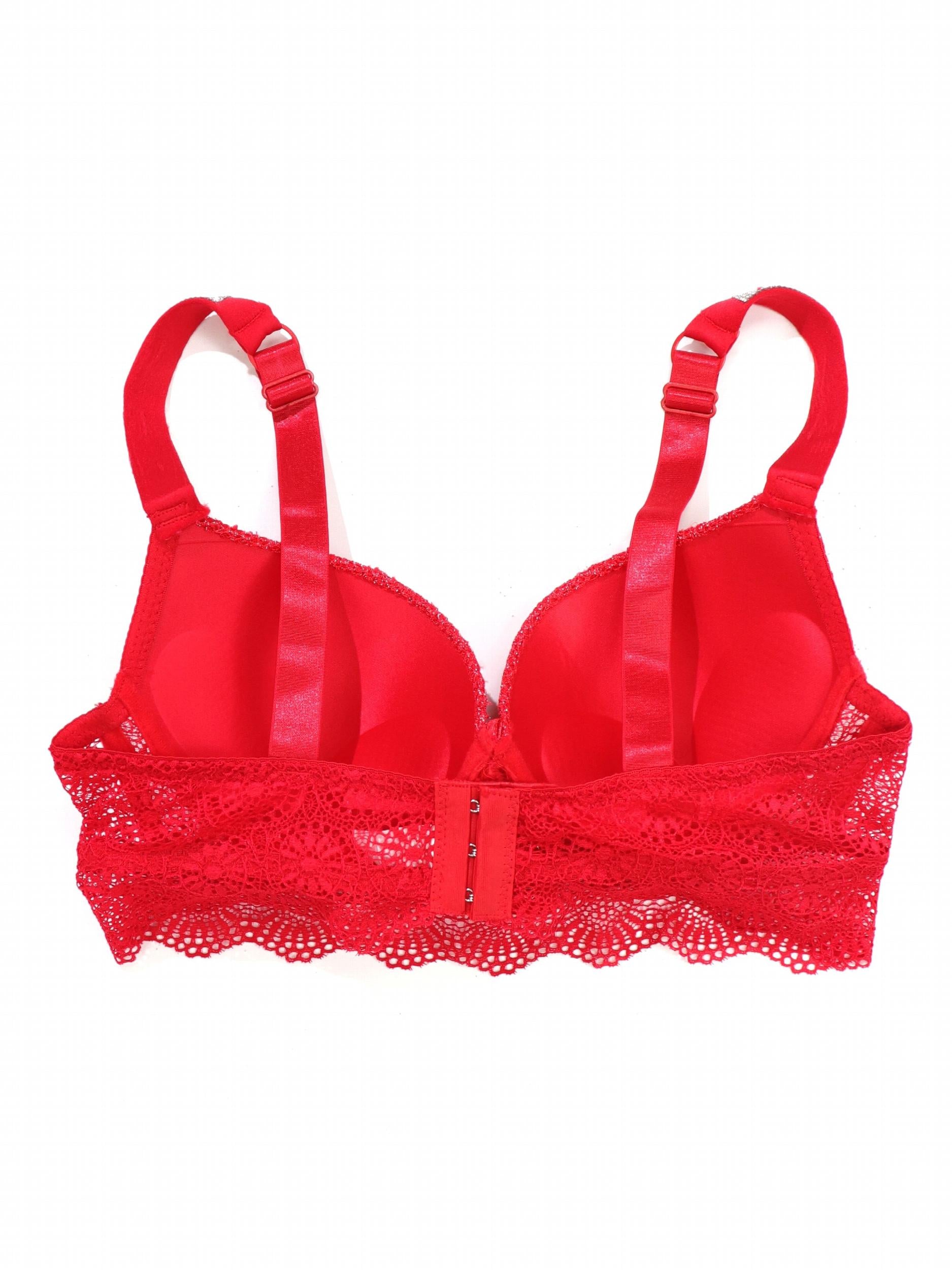 Lace Push Up Bra with Rhinestone Straps