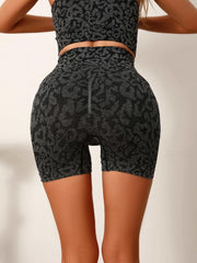 Leopard Print Yoga Shorts High Waist Gym Activewear