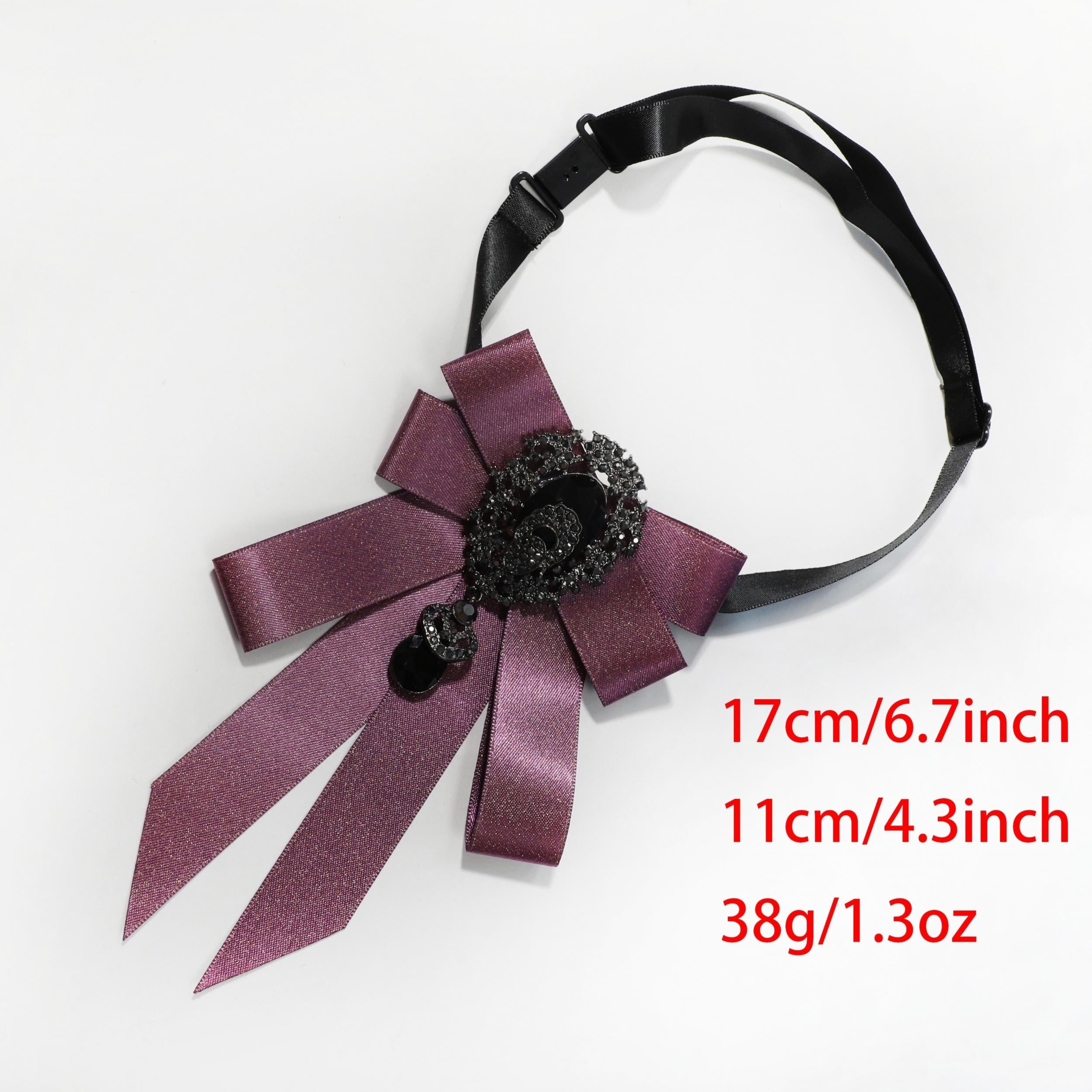 Baroque Style Purple Crystal Pendant Bow Tie