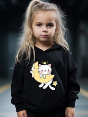 Cat & Moon Print Girls Outfits For Spring Fall Outdoor