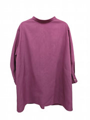 Long Sleeve Button Up Tunic Top With Pockets