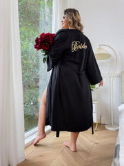 Casual Nightgown Women's Plus Letter Print Bathrobe