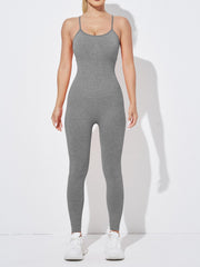 Solid Cami Sports Jumpsuit Sleeveless Yoga Fitness Bodysuit Women's Activewear