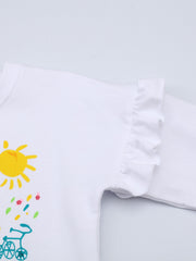 Hearts Pattern Toddler Girls Sweatshirt Crewneck Pullover For 2-8 Years
