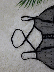 Polka Dot Mesh Crisscross Teddy Bodysuit