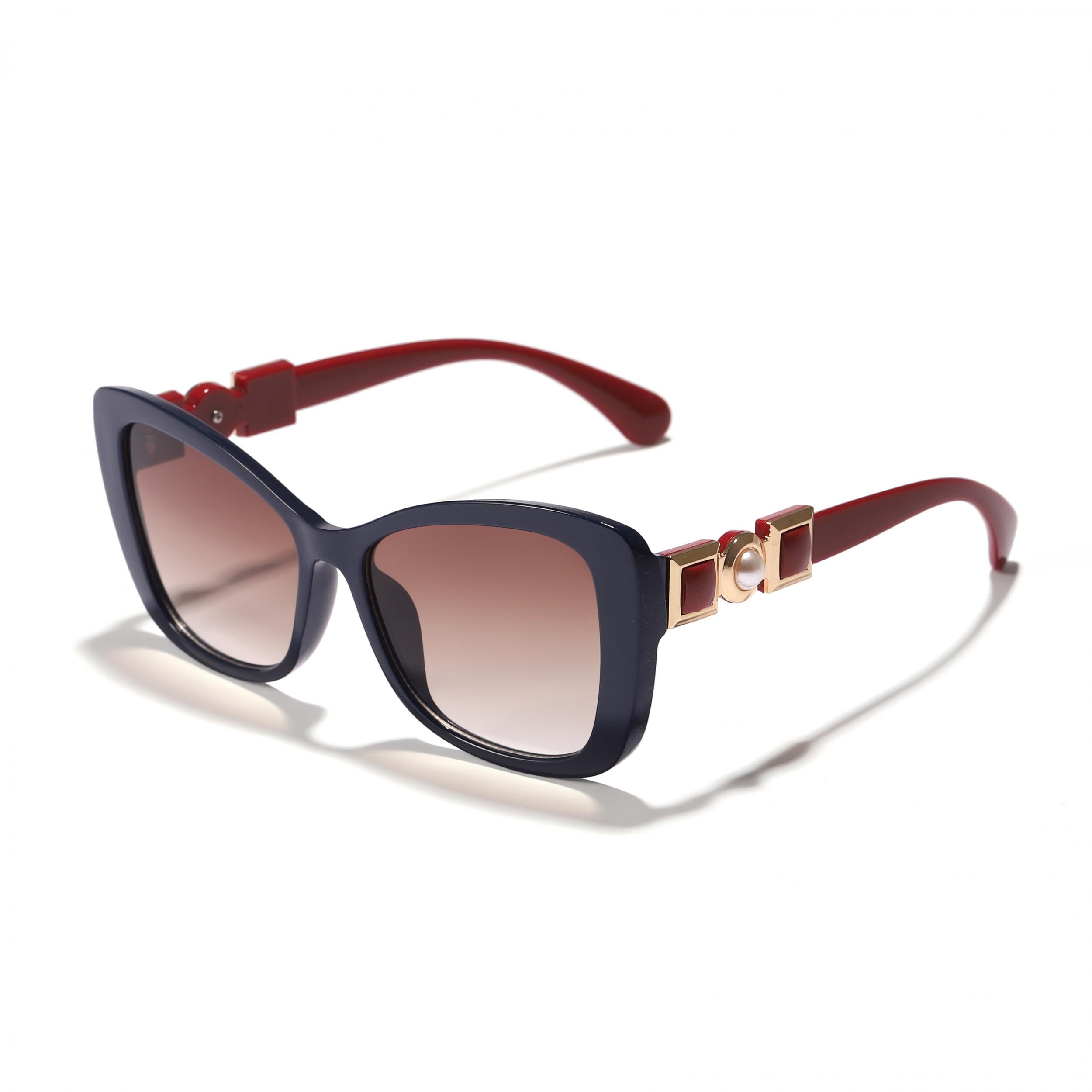 Cat Eye Sunglasses Faux Pearl Temple UV400