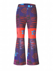 Colorblock Graphic Print High Waist Flared Leg Pants