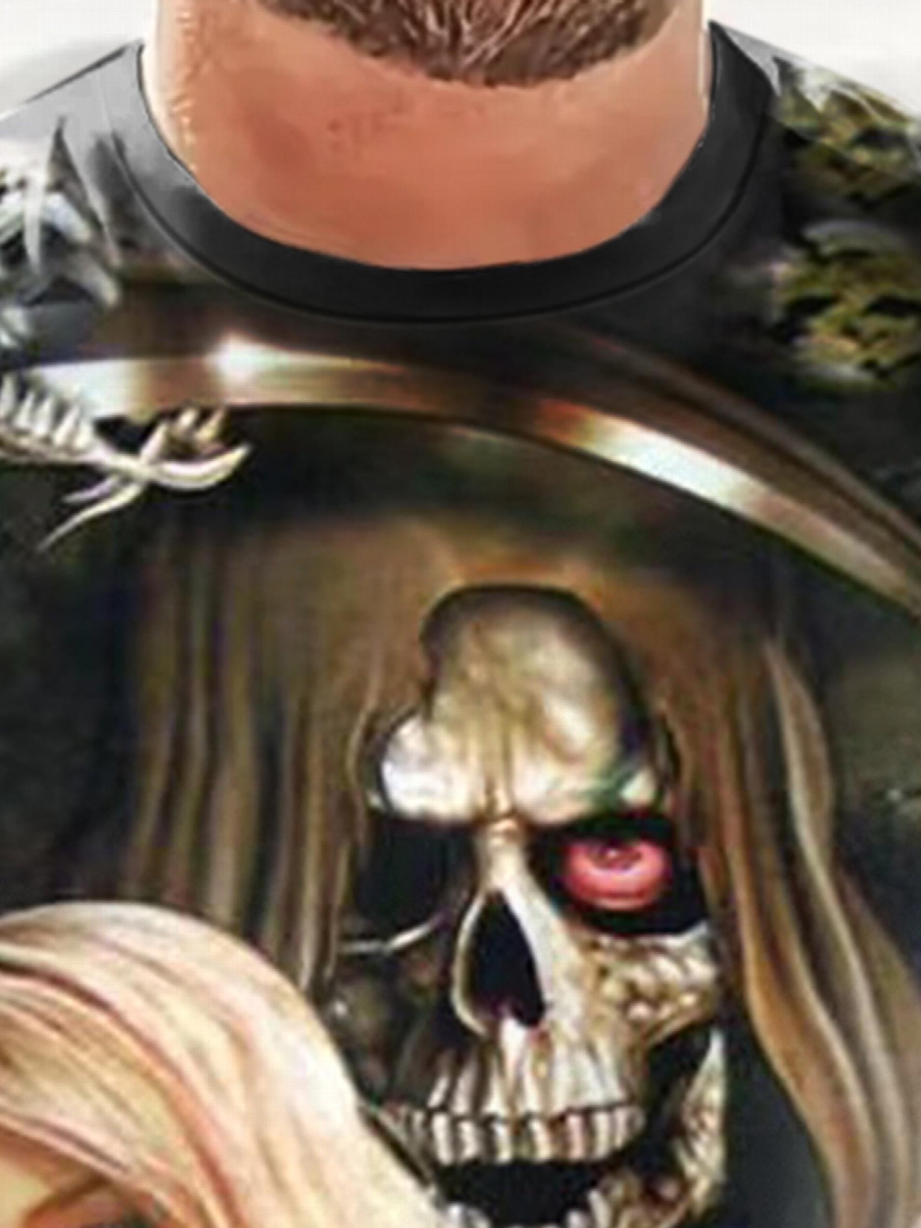 Men's 3D Skeleton & Beauty Graphic T Shirt Short Sleeve Tee