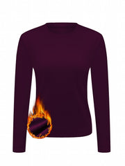 Soft Thermal Underwear Top Solid Long Sleeve Women's Loungewear