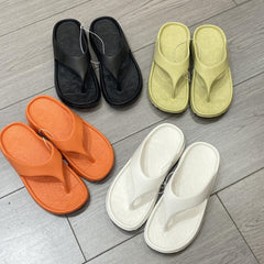 Women's Solid Flip Flops Casual Clip Toe Platform Shoes
