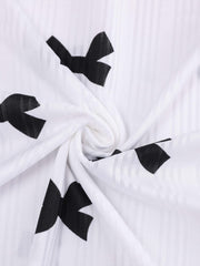 Bow Knot Print Short Sleeve Pajama Set