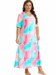 Tie Dye V Neck Sleep Dress