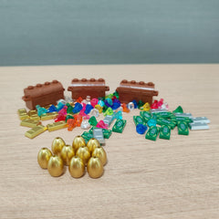 Deluxe Treasure Chest Building Blocks Set with Golden and Silver Gems
