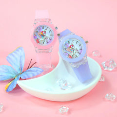 2pcs Unicorn Dual Quartz Watch Set for Girls LED Glow Soft Silicone Twin Sister