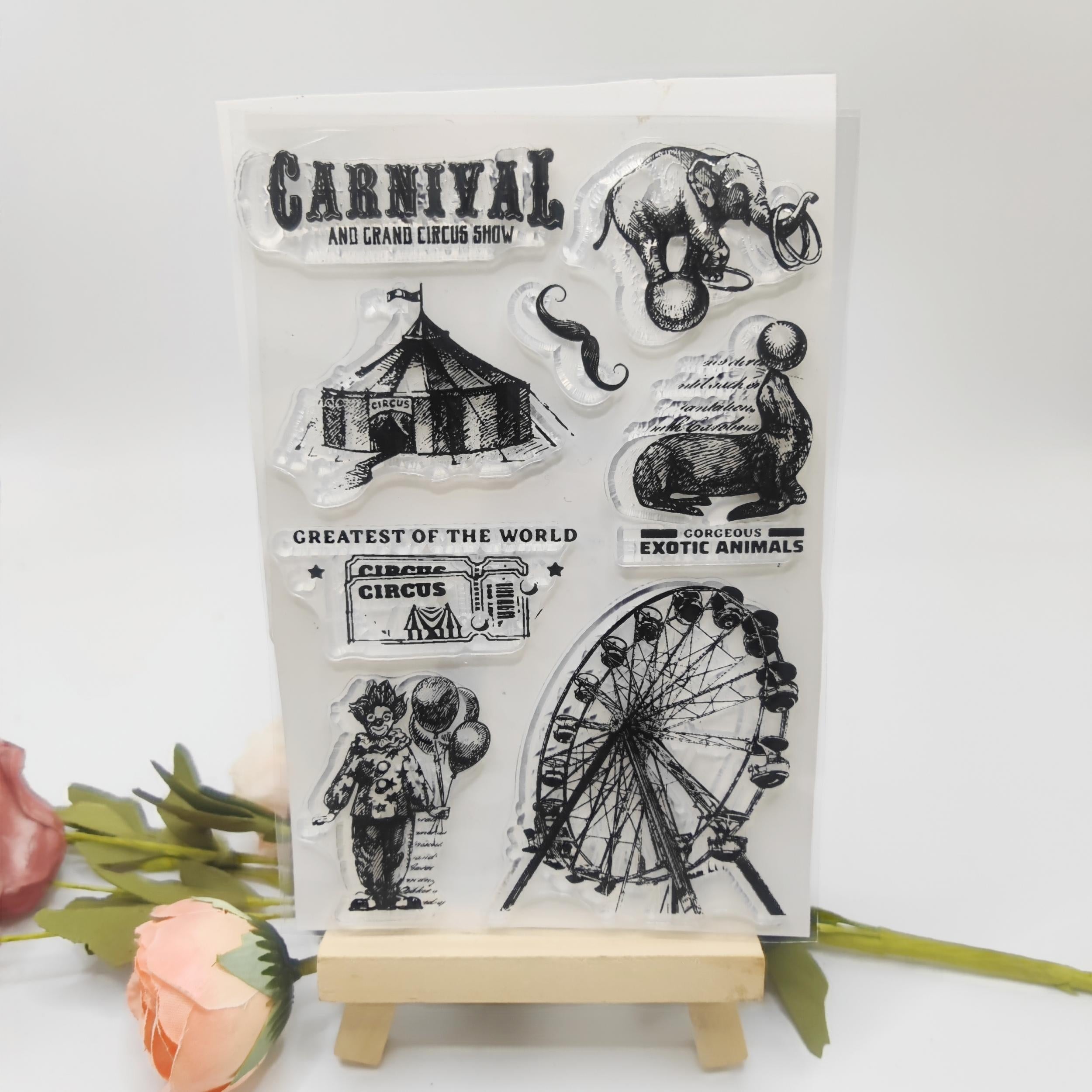 Circus Theme Stamp DIY Journal Card Making Gift for Boys and Girls 1pc