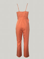 V Neck Belted Cami Jumpsuit for Women