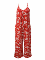 Christmas Jumpsuit Women's Plus V Neck Wide Leg Cami Jumpsuit