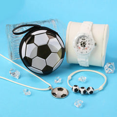 4pcs Boys Quartz Watch Set European and American Sport Style Soccer Wristwatch