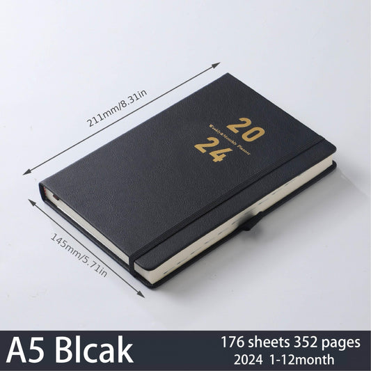 Agenda Book Planner With Pen Insert Faux Leather Diary Book Efficiency Manual