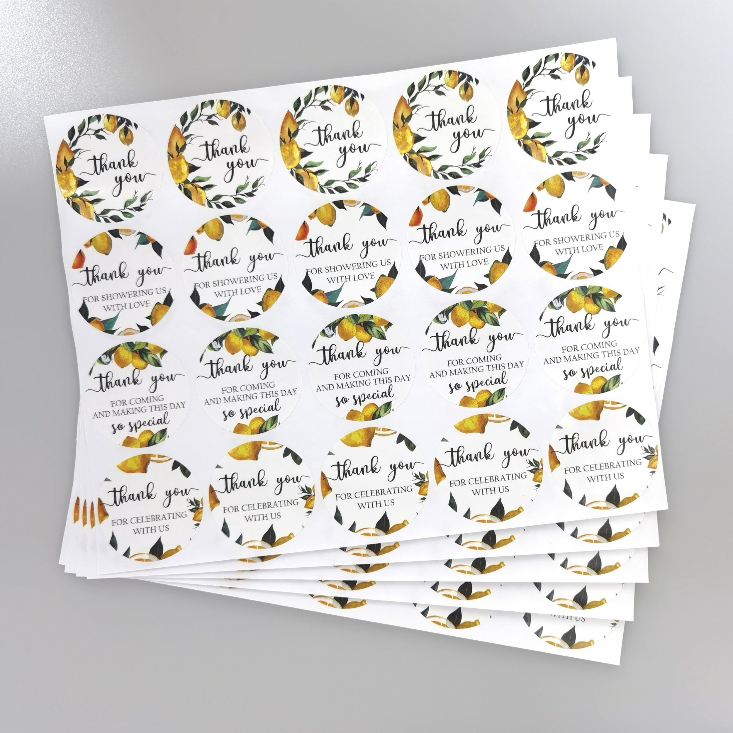 100pcs Round Lemon Thank you Stickers Watercolor Lemon Theme Party Gift Label