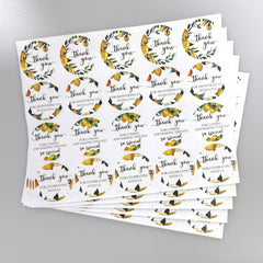 100pcs Round Lemon Thank you Stickers Watercolor Lemon Theme Party Gift Label