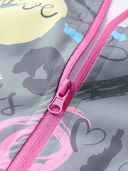 Girls' Graffiti Print Hooded Windbreaker Jacket